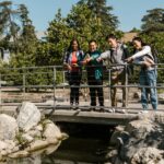 student exploring ancient ruins